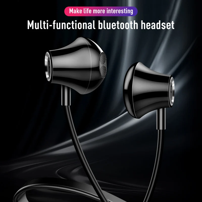 Магнитные беспроводные Bluetooth наушники музыкальная гарнитура спортивные с шейным