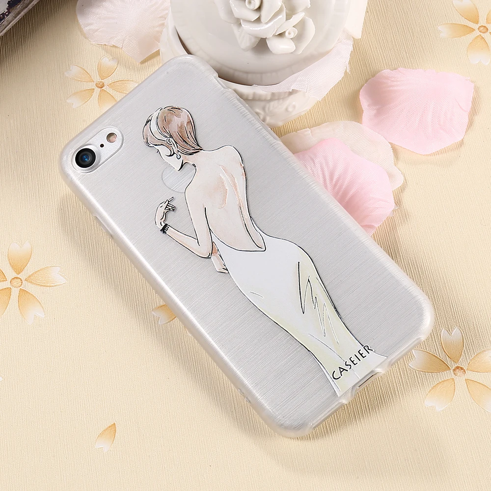 CASEIER Beauty Girly Ultra-thin Phone Case For iPhone X 8 7 Plus Cover Soft TPU Silicone Funda Capinha Coque | Мобильные телефоны и