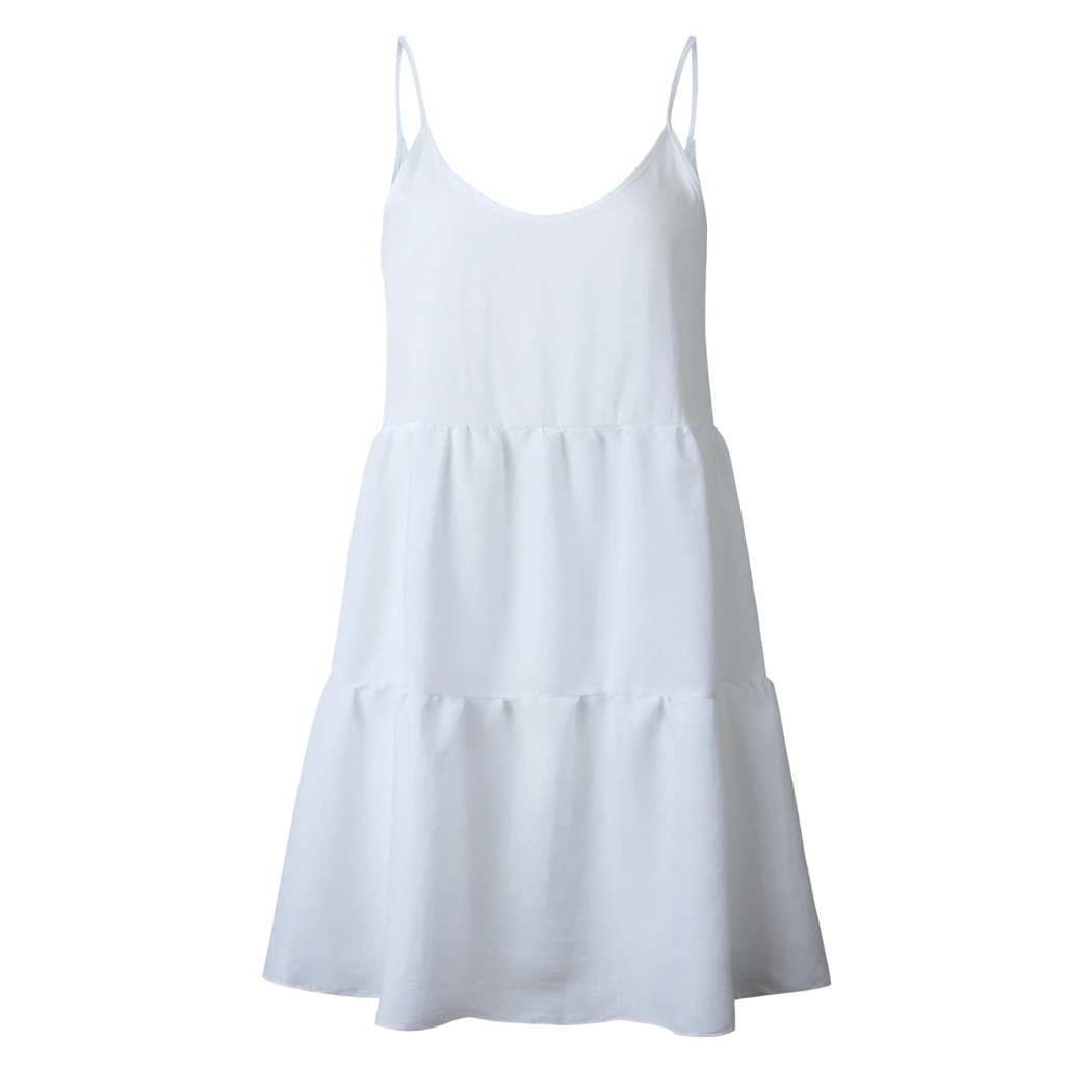 Summer Sweet Backless Dress Women Harajuku Korean Solid Color Off Shoulder Dresses A-Line Loose Sleeveless Beach Short | Женская одежда