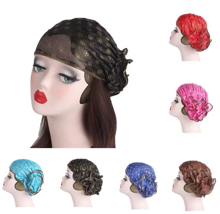 

Модная Арабская Женская кружевная Шапка шляпка с цветком Кепка Chemo принт в мусульманском стиле головной шарф исламский тюрбан шляпы для вып...
