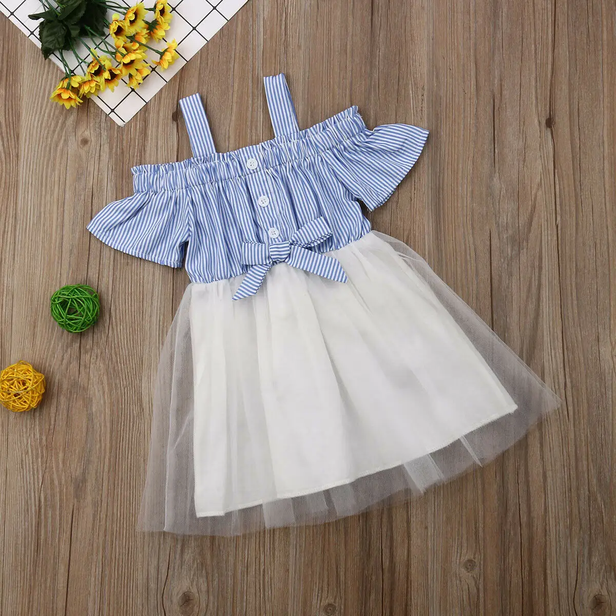 New Summer Toddler Kids Girls Off shoulder Strip Tutu Formal Pageant Party Dress Sundress Clothes | Детская одежда и обувь