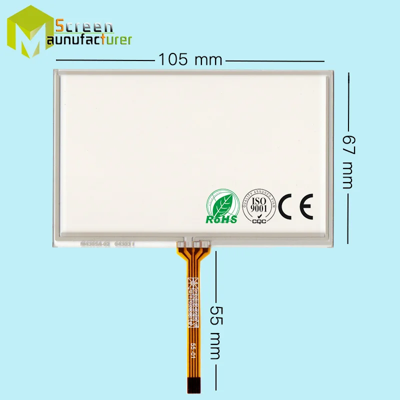 4 3 дюймов резистивный сенсорный экран 105*67 мм pin код для HSD043I9W1 A00 A01 / AT043TN24 Стекло