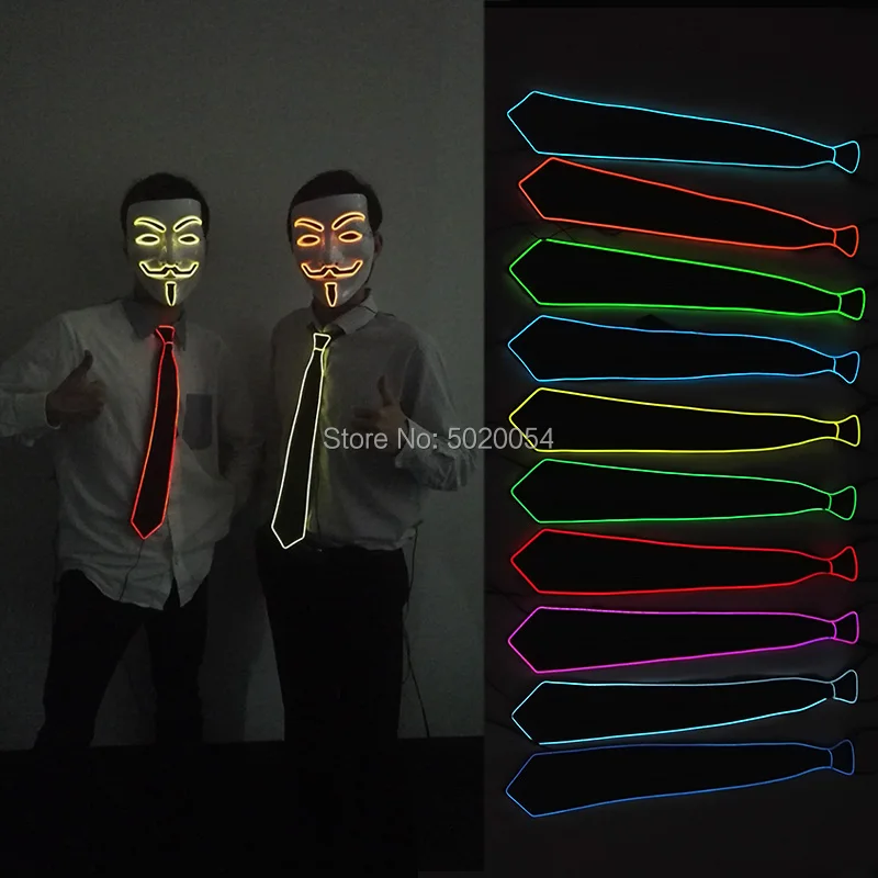 Модный EL Wire галстук мигает Косплей светодиодный мужской костюм неоновый гибкий