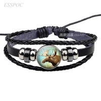 new moose collage multilayer bracelets lovers weave leather bangles fashion accessories jewelry bracelet valentine day gift