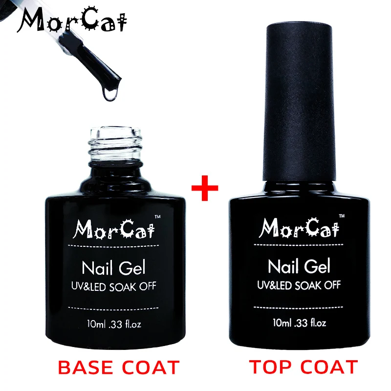 УФ гель для ногтей MorCat Top + Базовое покрытие прозрачное верхнее полупостоянное