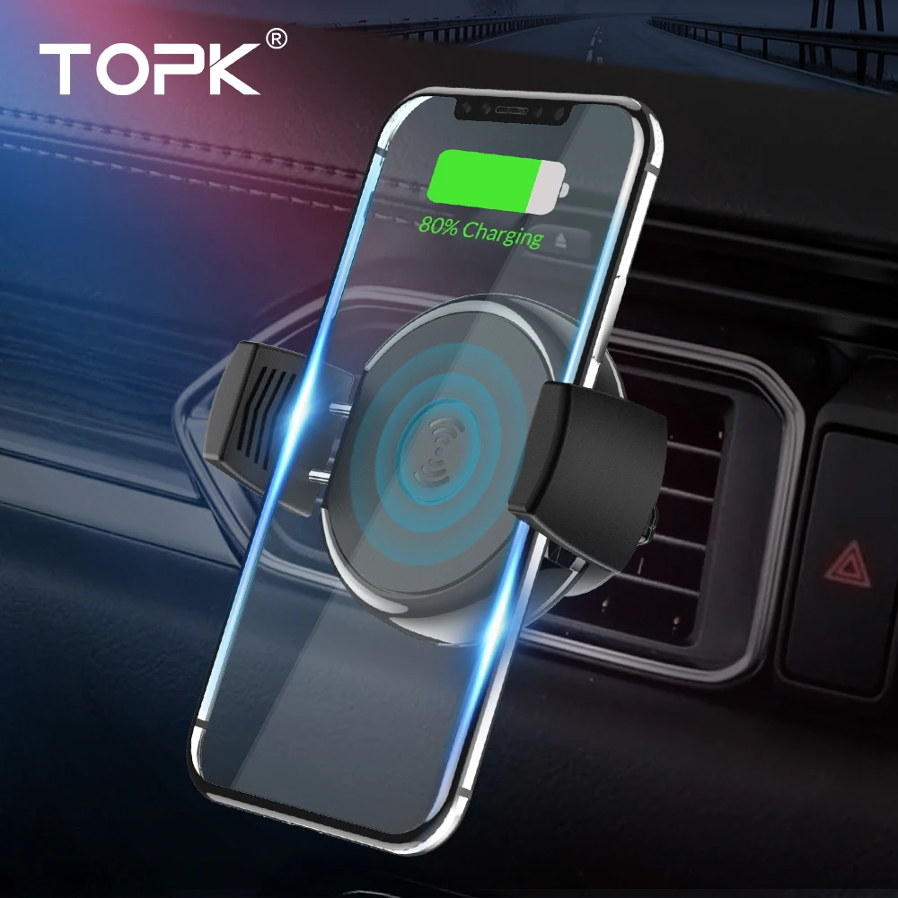 TOPK 10 Вт автомобильное беспроводное зарядное устройство для IPhone X 8 Plus