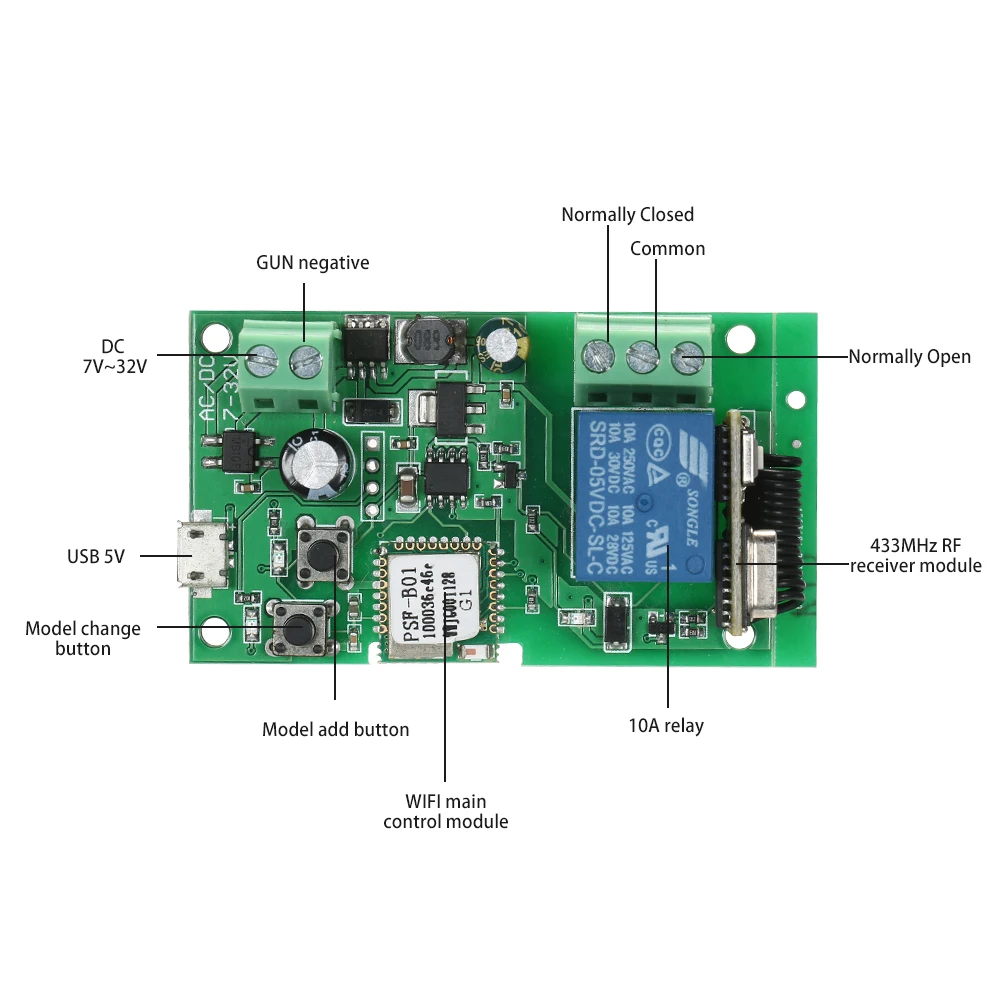 EWeLink USB DC5V 12V 24V 32V RF 433Mhz Wifi переключатель беспроводной релейный модуль модули для