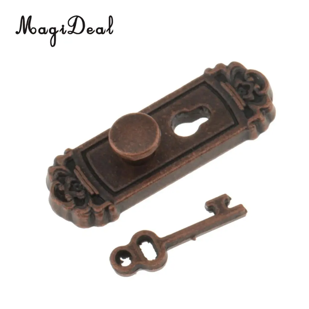 MagiDeal 4 штуки 1/12 кукольный домик миниатюрные винтажные дверные замки с ключами для