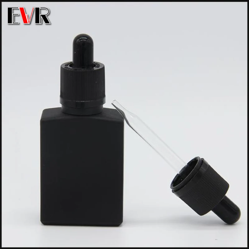 200/lot wholesale 1oz transparent black rectangular glass dropper bottle 30ml CBD VAPE oil with chlid resistant cap | Красота и