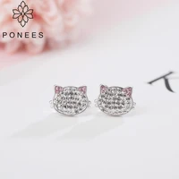ponees earrings 2018 rhodium classic fashion kitten animal jewelry cute cat stud earrings for women girls gift