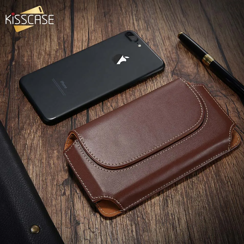 KISSCASE Роскошный кожаный чехол для iPhone X 8 7 6S 6 5 S SE деловой портативный ремень крюк