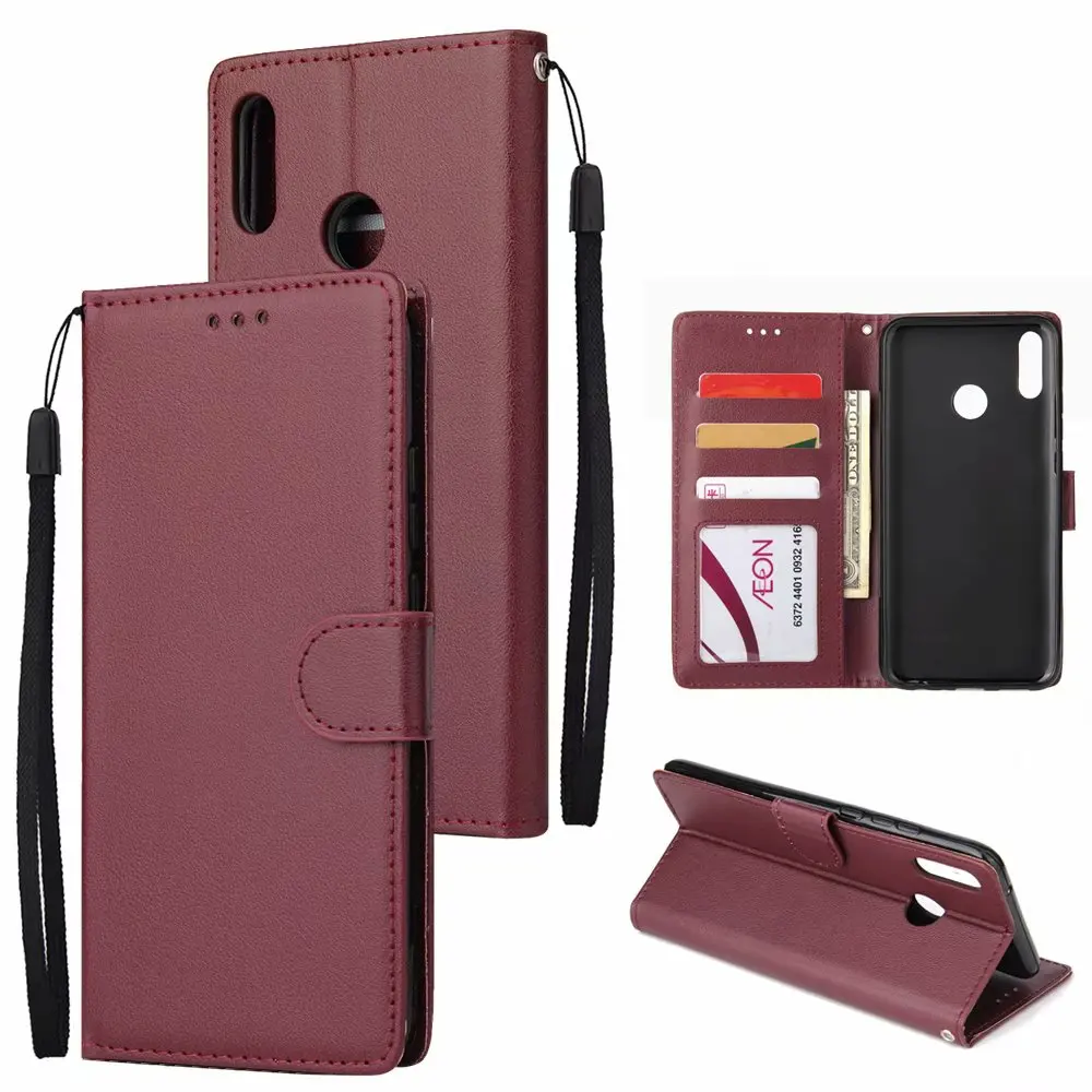 10 шт./лот однотонный кошелек из искусственной кожи + ТПУ чехол для huawei Y9 2019 Enjoy 9PLUS