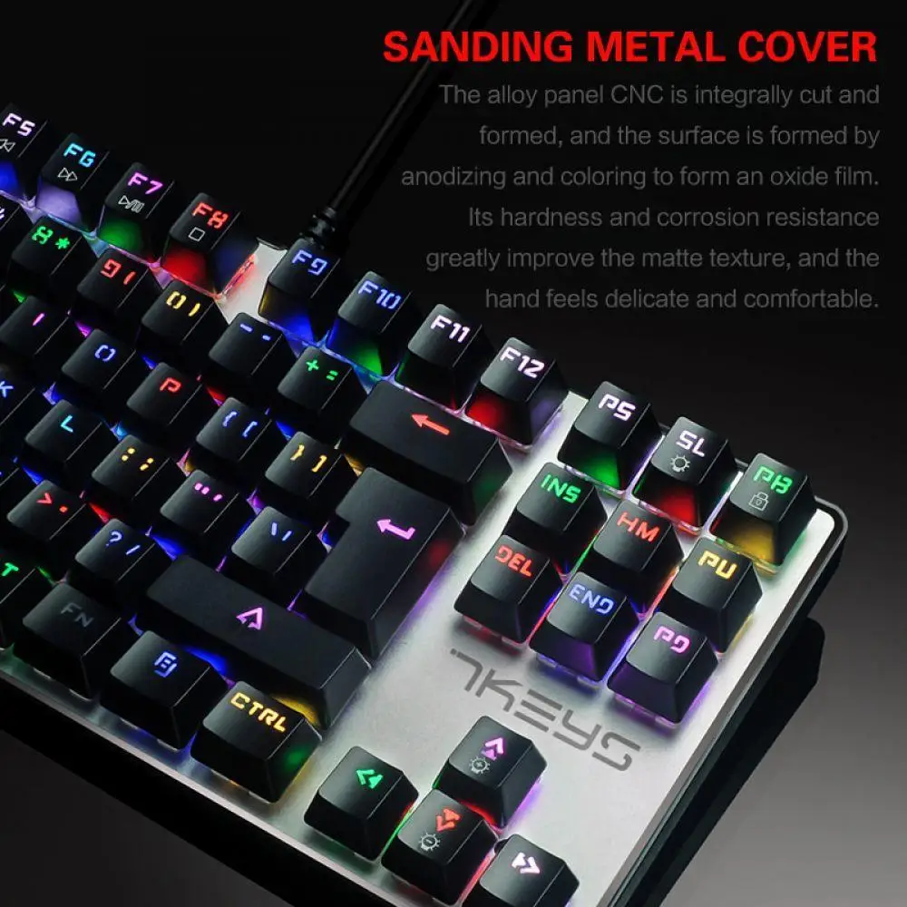 Игры Механическая клавиатура 87 клавиши Настоящее RGB синий переключатель
