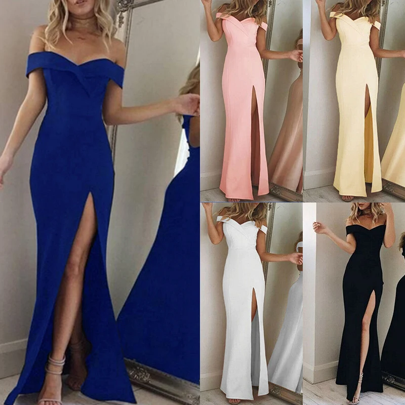 Женское платье с вырезом лодочкой женские платья разрезом бальное для вечеринки