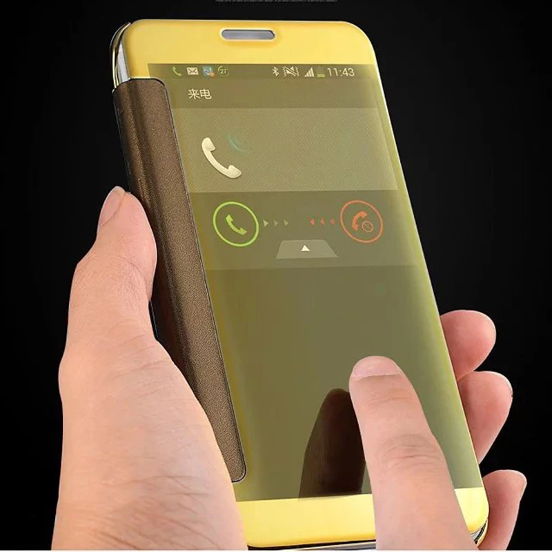 Роскошный Металлический кожаный чехол для Samsung A520 A720 Note 3 4 5 8 9 J7 C8 C10 ON 7 Clear View Cover Smart