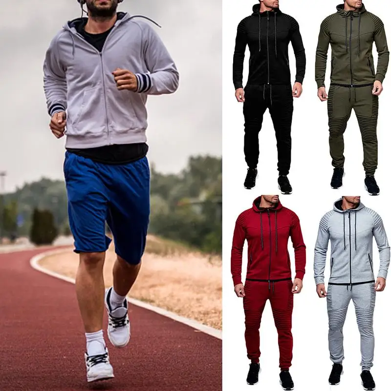 Мужские спортивные костюмы для бега на открытом воздухе фитнеса теплый