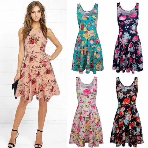 Womens Ladies Boho Summer Beach Evening Party Short mini Dress Sundress | Женская одежда