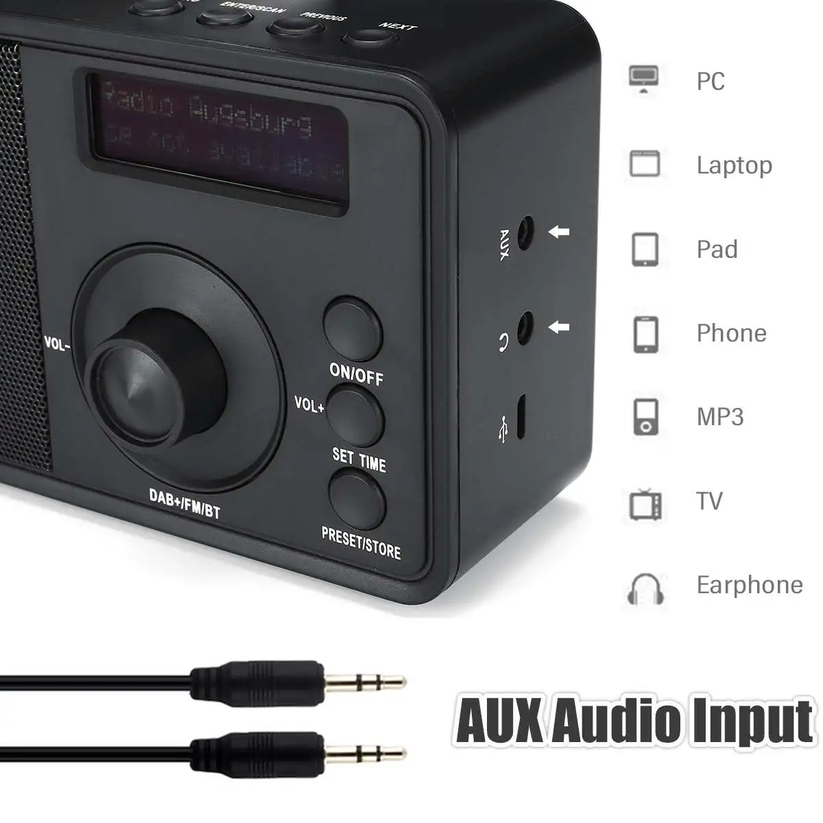 Портативный цифровой радиоприемник DAB + FM Ручной bluetooth мини музыкальный