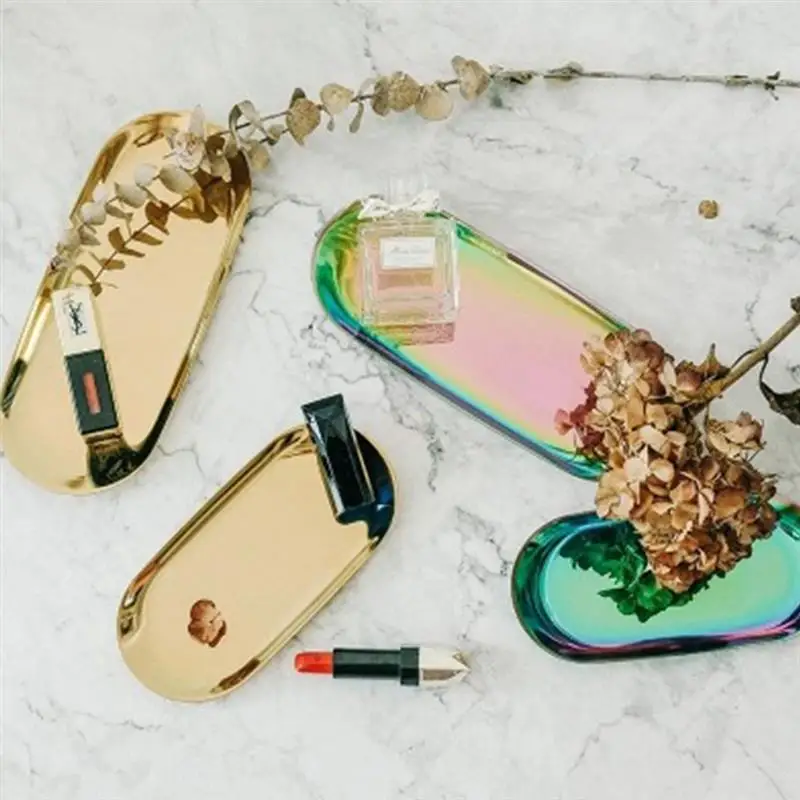 Овальный металлический лоток для ювелирных изделий градиентный цветной поднос