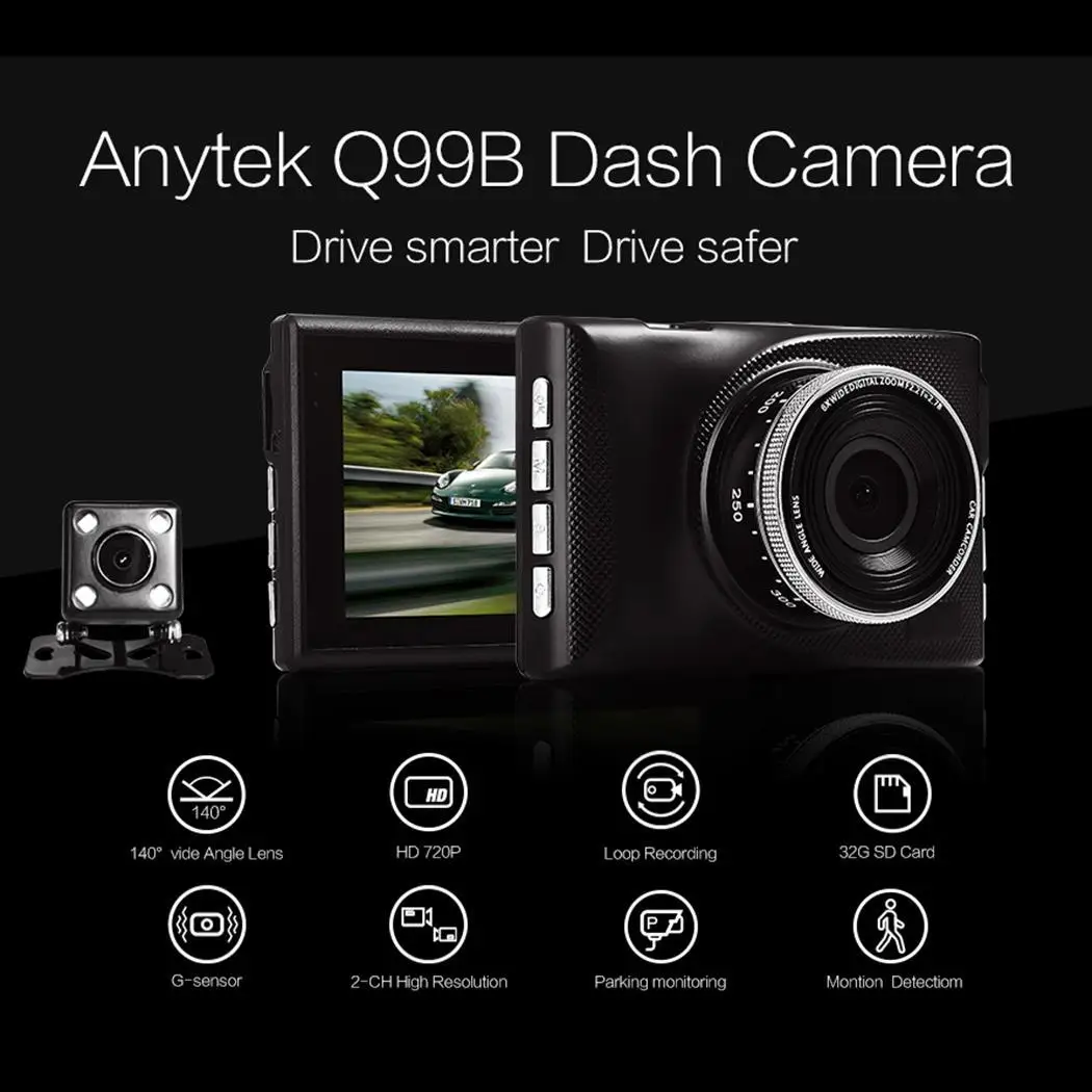 Anytek Q99D 3 ''FHD 1080 P Автомобильный видеорегистратор g сенсор ночного видения Dash Cam