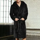 Мужской зимний халат, однотонный Повседневный удлиненный плюшевый халат с длинным рукавом, домашняя пижама, 2019