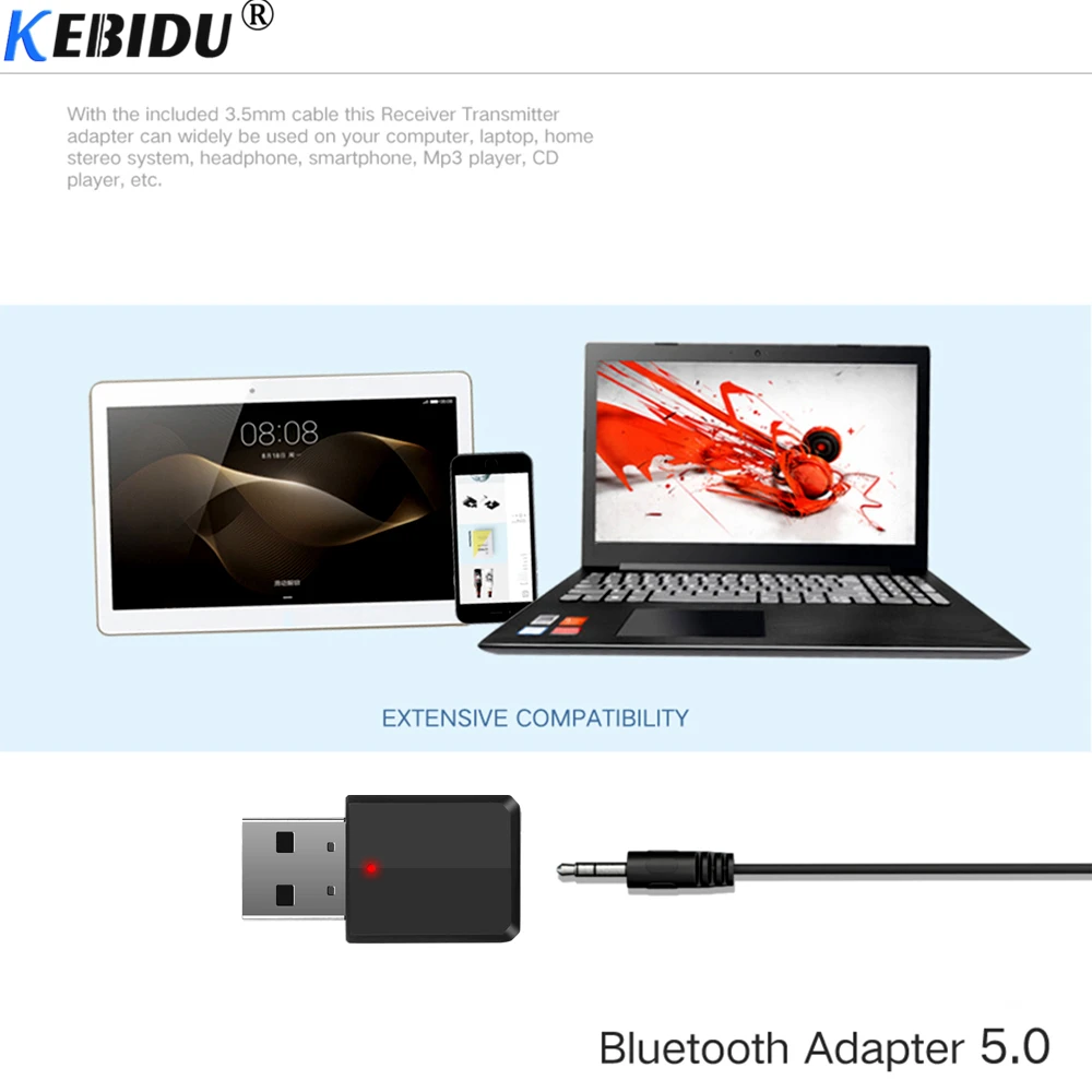 Миниатюрный беспроводной Bluetooth 5 0 приемник KEBIDU передатчик адаптер AUX 3 мм