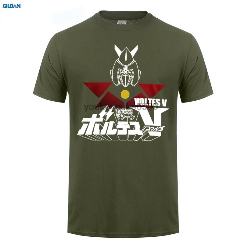 GILDAN men fashion brand t shirtNew Popular VOLTES V Anime Robot Soul of Chogokin Men's Black T-shirt Fashiont Shirt | Мужская