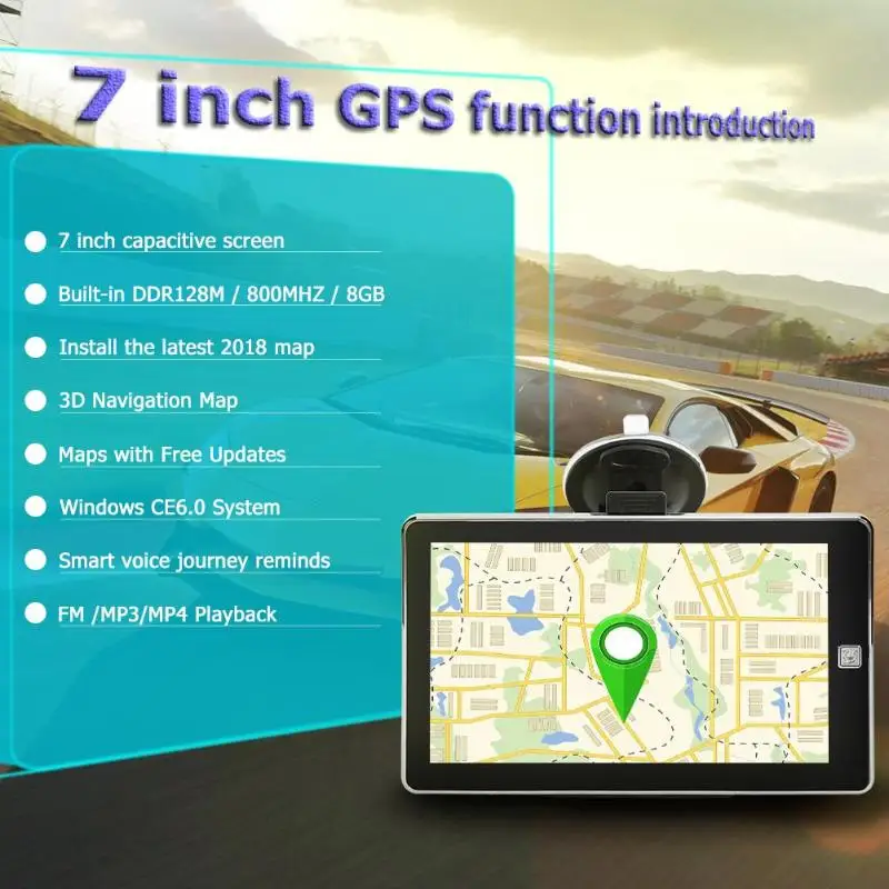 128 м 8 ГБ портативный 7 дюймовый HD Автомобильный GPS навигатор FM Bluetooth AVIN Navitel 2019