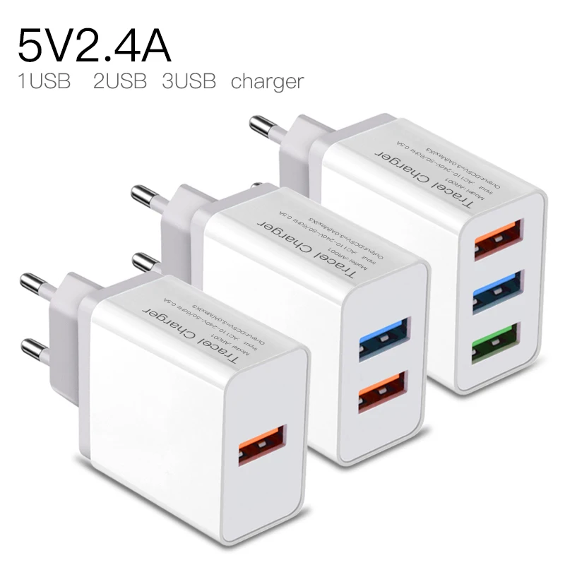 Зарядное устройство USB настенный адаптер Быстрая зарядка 5 в 2 4 А 1 3 порта EU US вилка