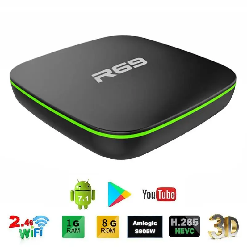 R69 Android 7 1 ТВ коробка Allwinner H3 4 ядра Wi Fi Декодер каналов кабельного телевидения Media