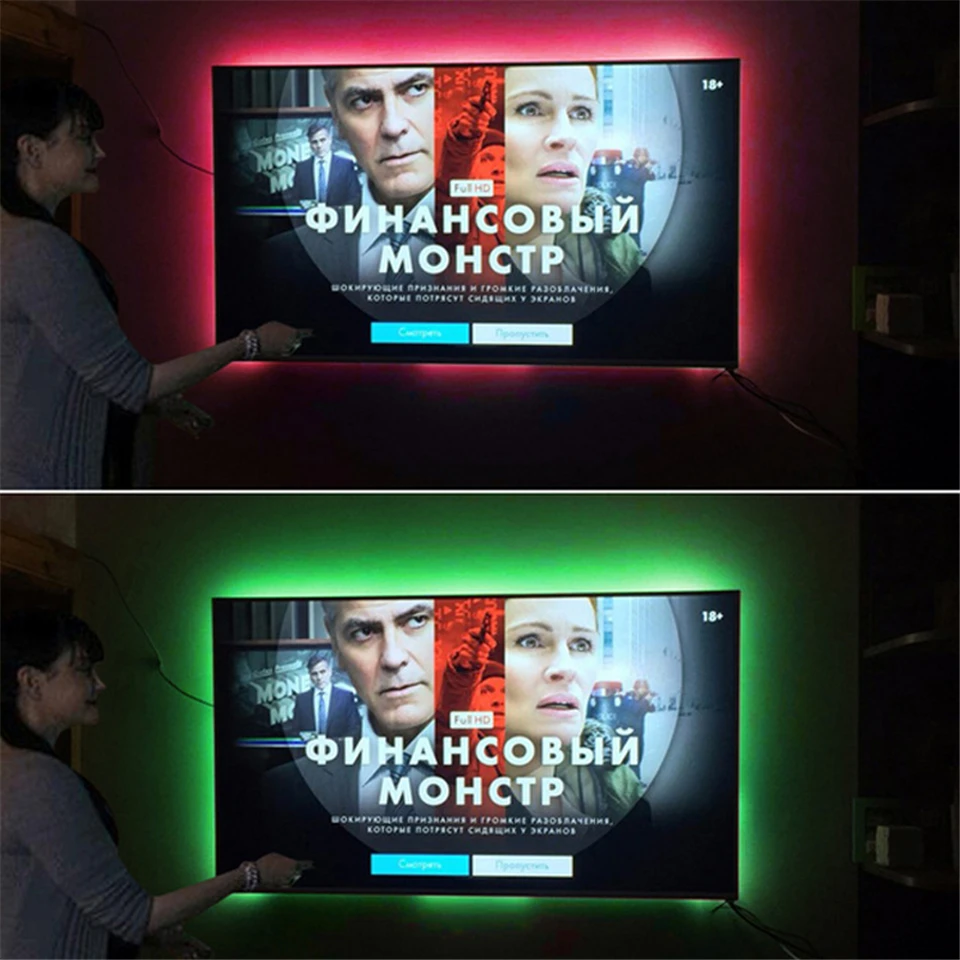 3528 RGB 5 в usb лента для изменения цвета 50 см 1 м 2 3 4 Рождественское украшение ТВ ПК