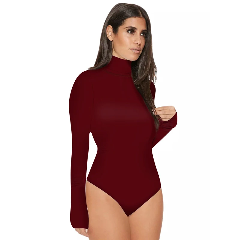 Новинка 2019 женское базовое однотонное боди с длинным рукавом эластичное трико