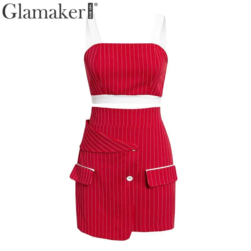 Женское Короткое платье без рукавов Glamaker черное облегающее в полоску с открытой