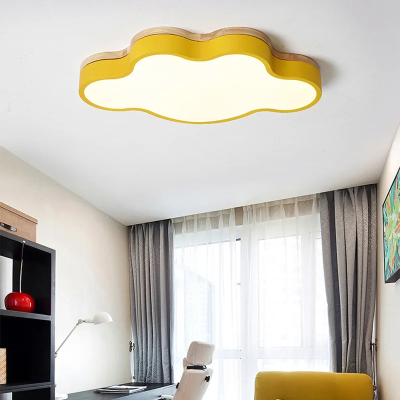 Деревянный милый креативный потолочный светильник в виде облаков для детской