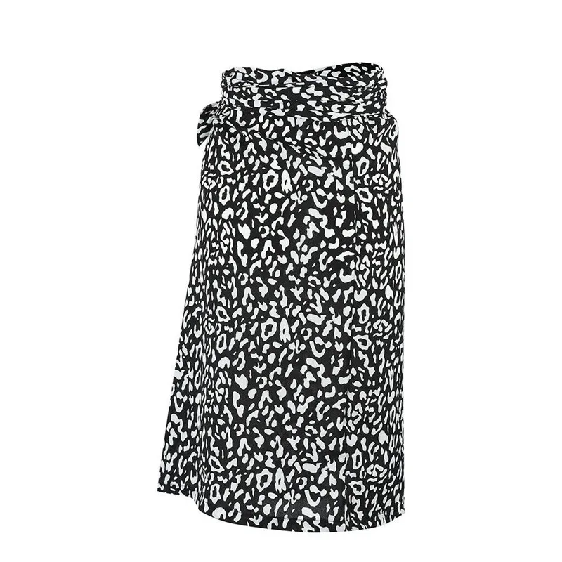 

Women Summer High Waist Boho Skirts sexy Leopard print split knee-length Skirts lady Casual Beachwear party skirt
