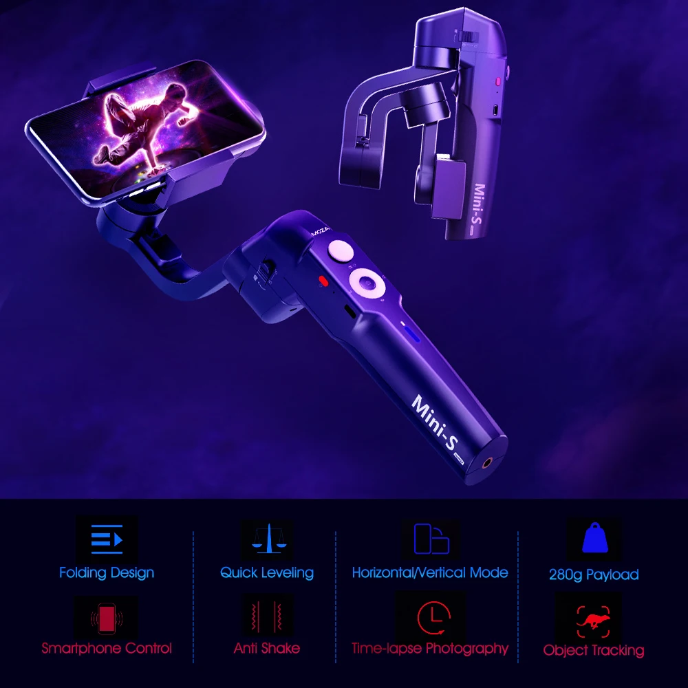 MOZA Mini S складной ручной 3 осевой карданный стабилизатор для смартфона с