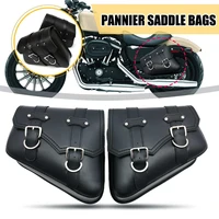 pair black motorcycle saddlebags throw under seat side tools luggage bag pouch for hondayamahasuzuki