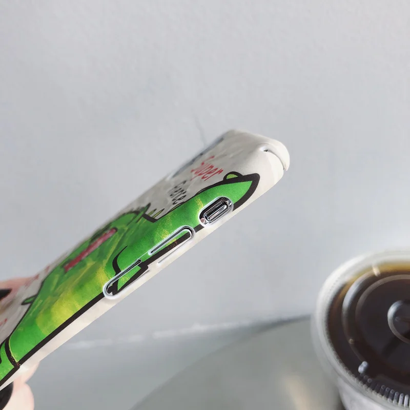 Модный милый зеленый динозавр мультфильм аниме Полный Чехол для iPhone X XS XR XSMax 8 7 6