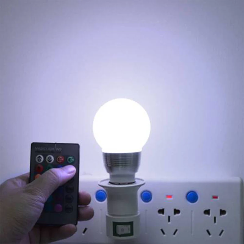 E27 3W RGB Светодиодный светильник с регулируемой яркостью 16 цветов дистанционным
