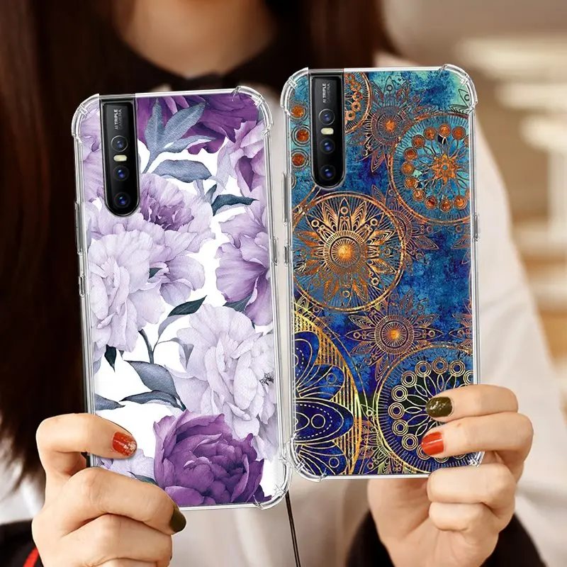 Stylish Painted Anti-falling Phone Case For Vivo V15 Pro / S1 6.39 Inch With Airbag Back Cover |
