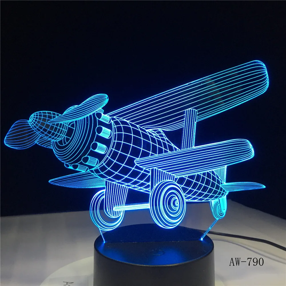 Glider Plane 3D Светодиодная лампа 7 цветов сенсорный выключатель маленький ночник