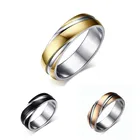 Мужское обручальное кольцо, двухцветное, из нержавеющей стали 6 мм
