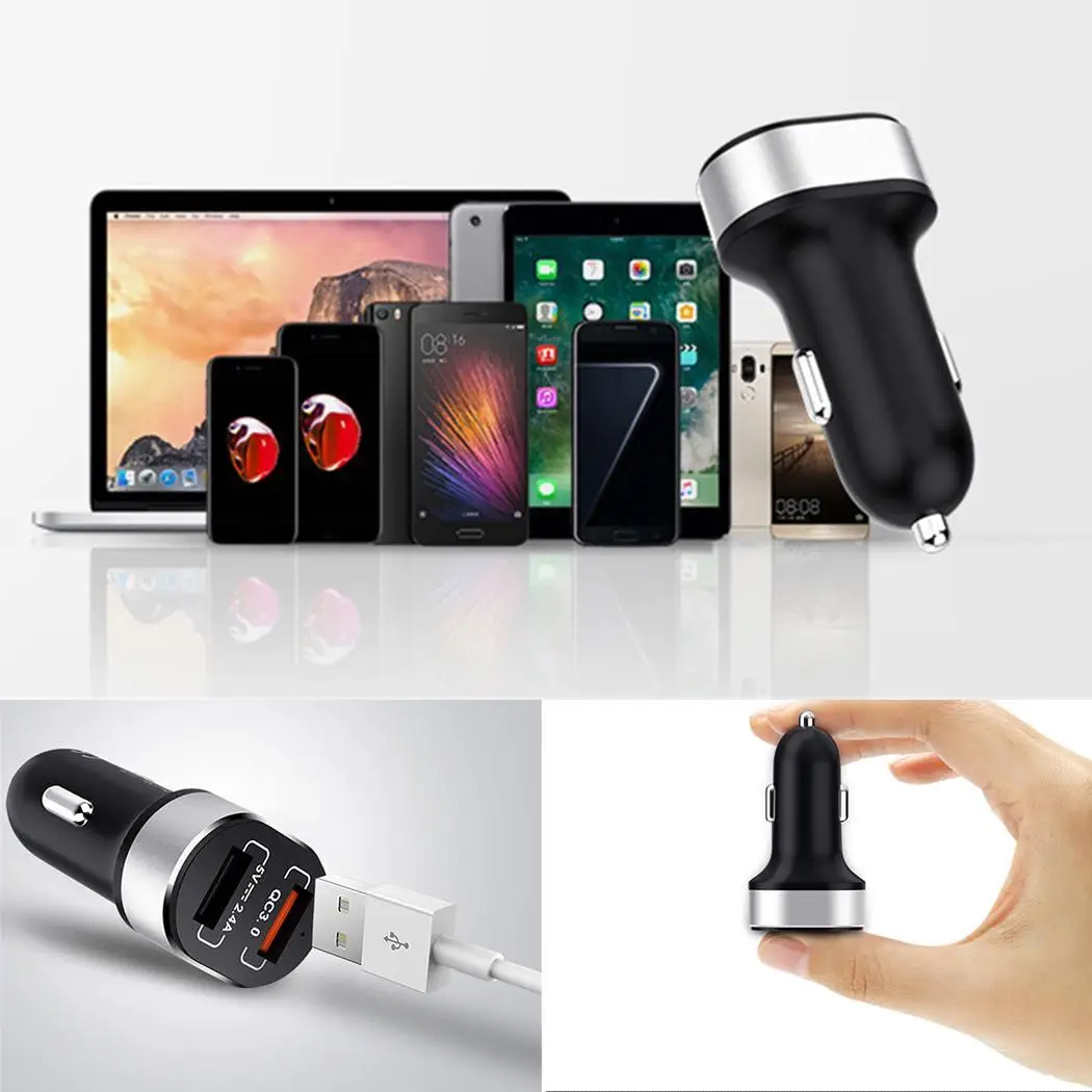 Универсальное автомобильное зарядное устройство QC3.0 с разъемом USB Mini Type C для