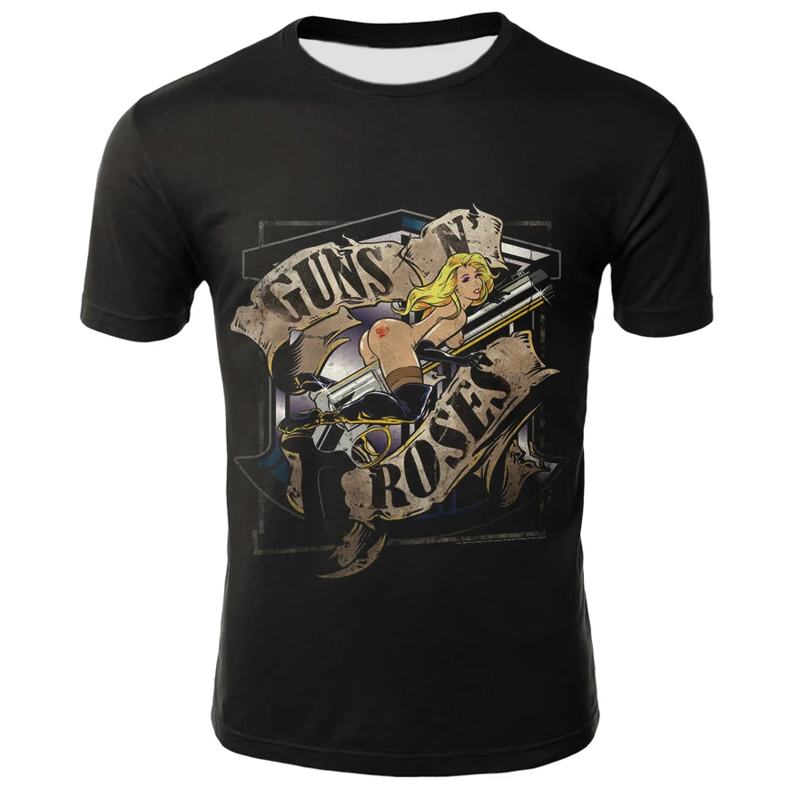 YELITE Gun and rose tshirt Men's T-shirt Short Sleeve tees top Tshirt 3d Print T shirt Summer 2019 Newest Skull shirts | Мужская