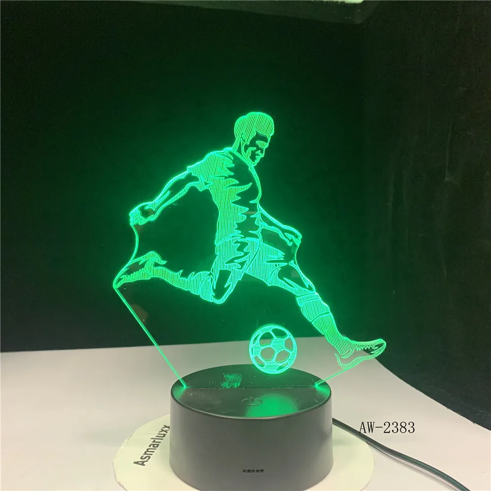 3D Светодиодная настольная лампа для детской спальни сна игры в футбол с