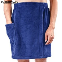 fashion bath unisex men towel skirts pockets solid soft blanket elastic waist beach men bath skirts bathrobes big size 5xl basic