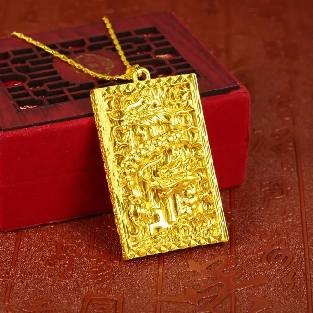 

2019 Popular Vietnam Sand Gold Dragon Charms Necklace No Fade latest gold Pendant Necklace designs Jewelry Gift for Men