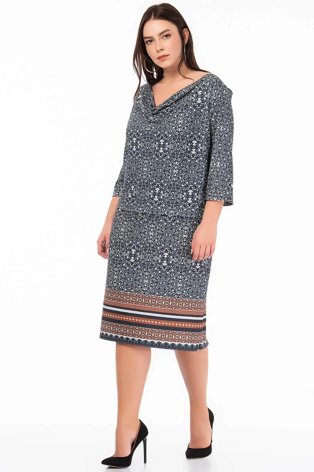 Sans Textile женское цветное платье с низким вырезом 65N8941 | Женская одежда