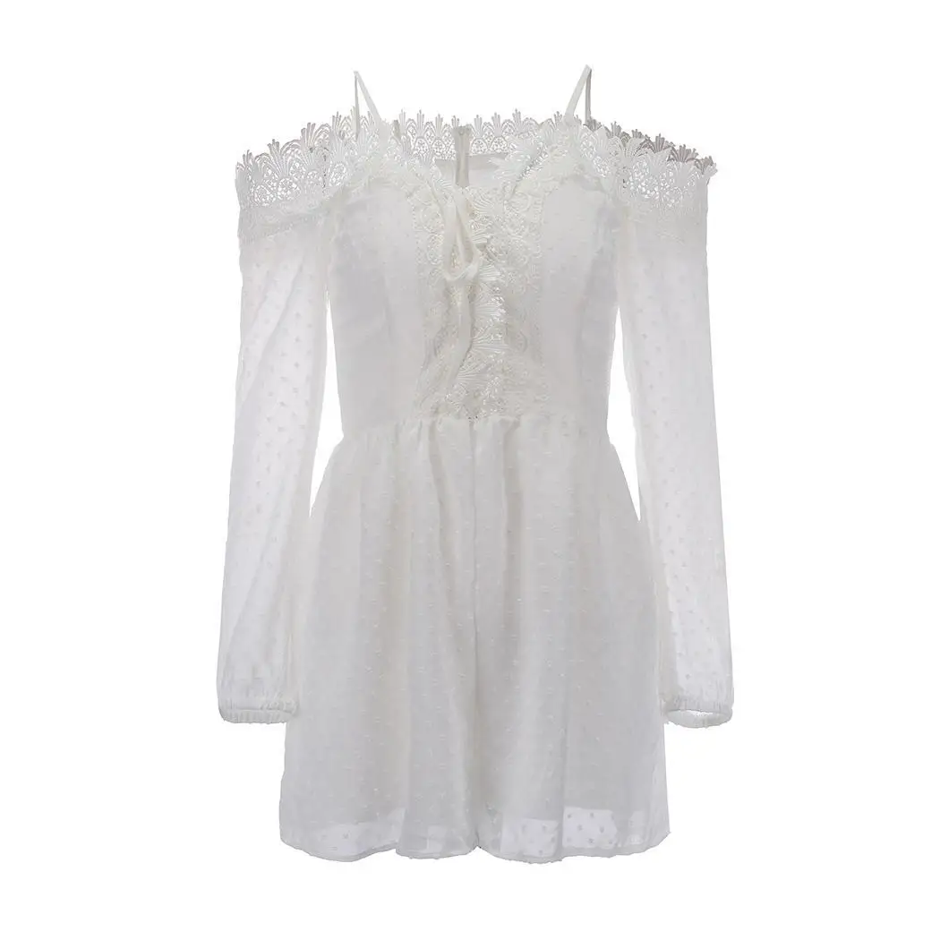 Новые модные женские на бретельках кружевные холодные плечи рукава фонарики