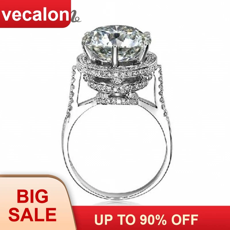 

Vecalon 2016 Brand Design Female Crown ring 5ct AAAAA Zircon cz 925 Sterling Silver Engagement wedding Band ring for women